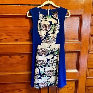 French Connection Blue with floral print A-line dress